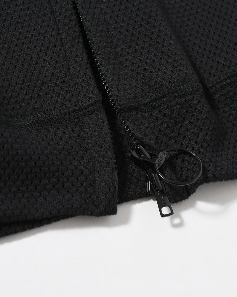 COTTON MESH HOODIE -BLACK-