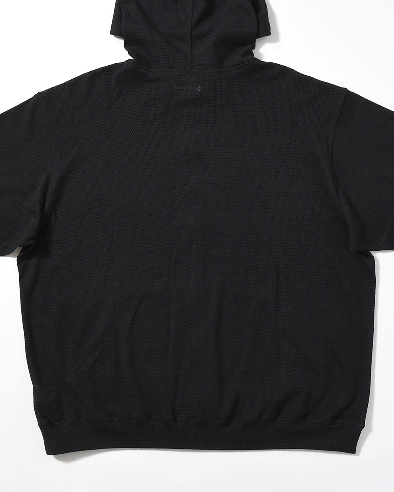 COTTON MESH HOODIE -BLACK-