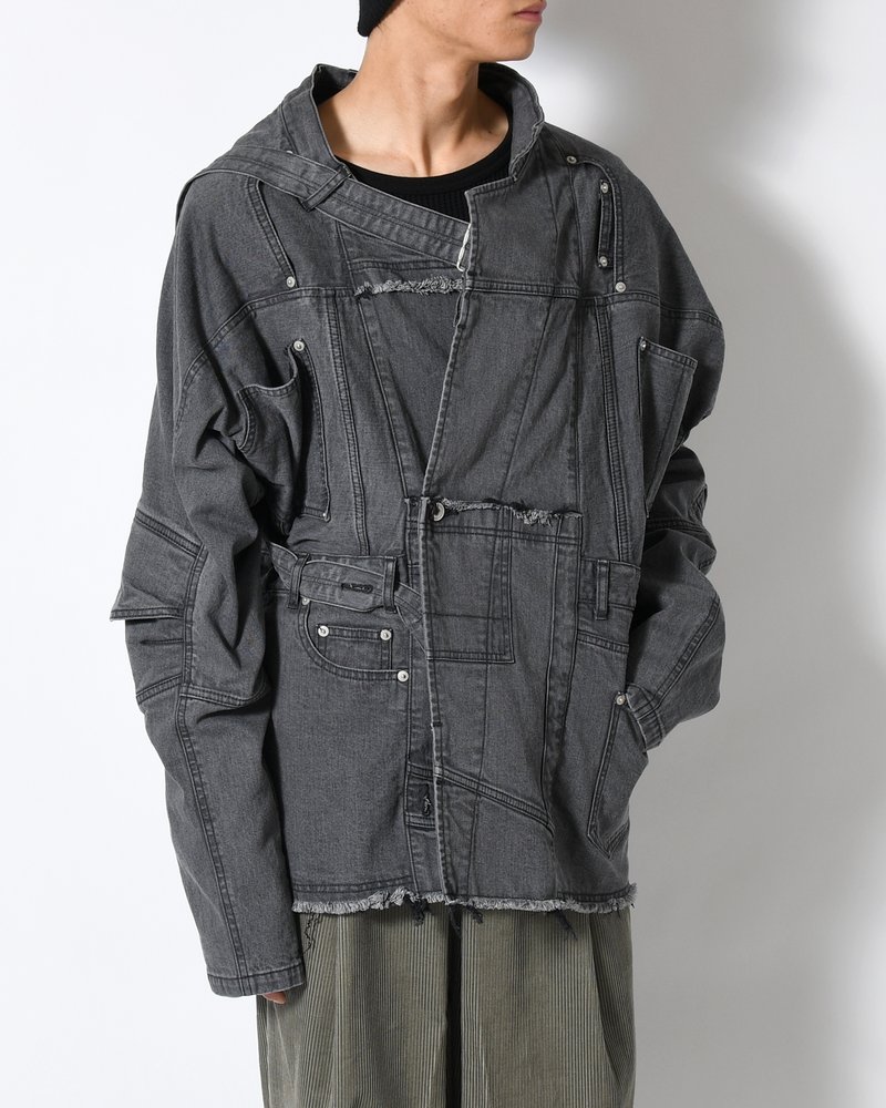 PUZZLE DENIM JACKET -BLACK FADE-
