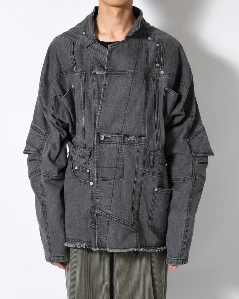 PUZZLE DENIM JACKET -BLACK FADE-