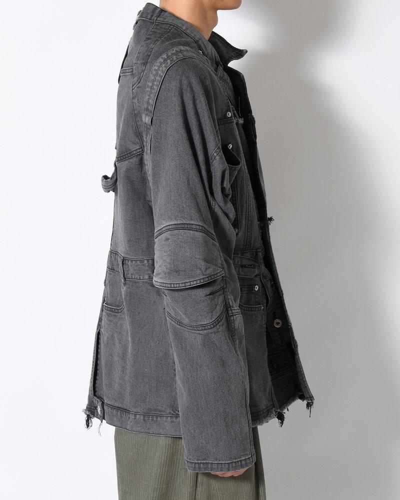 PUZZLE DENIM JACKET -BLACK FADE-