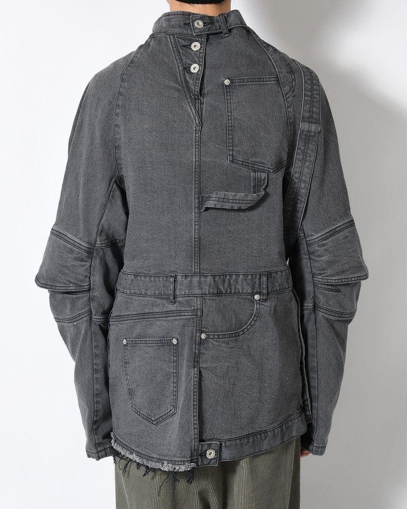 PUZZLE DENIM JACKET -BLACK FADE-