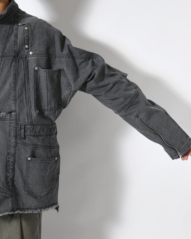 PUZZLE DENIM JACKET -BLACK FADE-