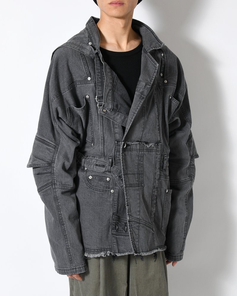 PUZZLE DENIM JACKET -BLACK FADE-