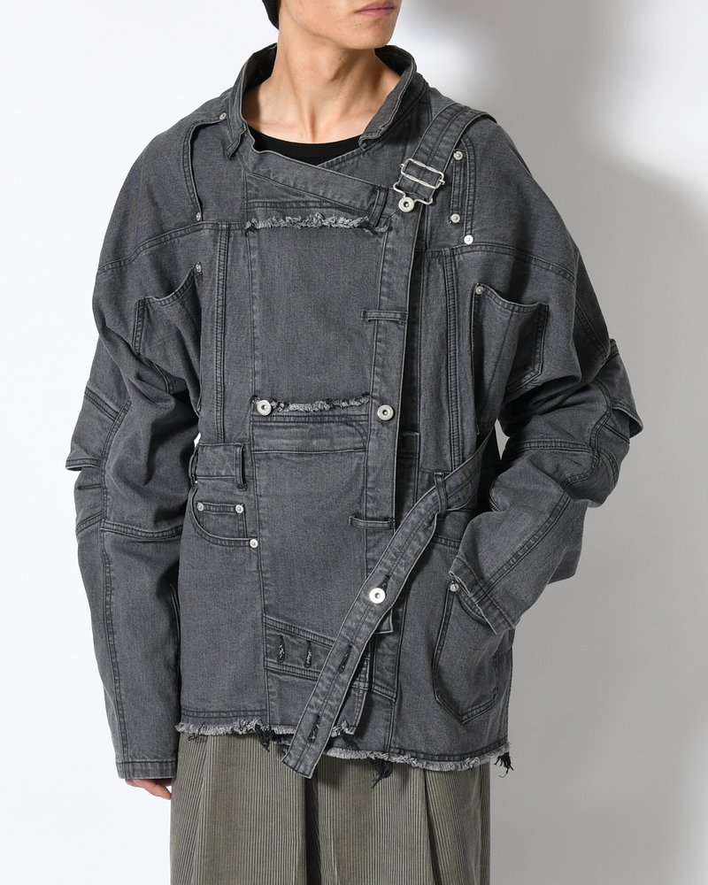 PUZZLE DENIM JACKET -BLACK FADE-