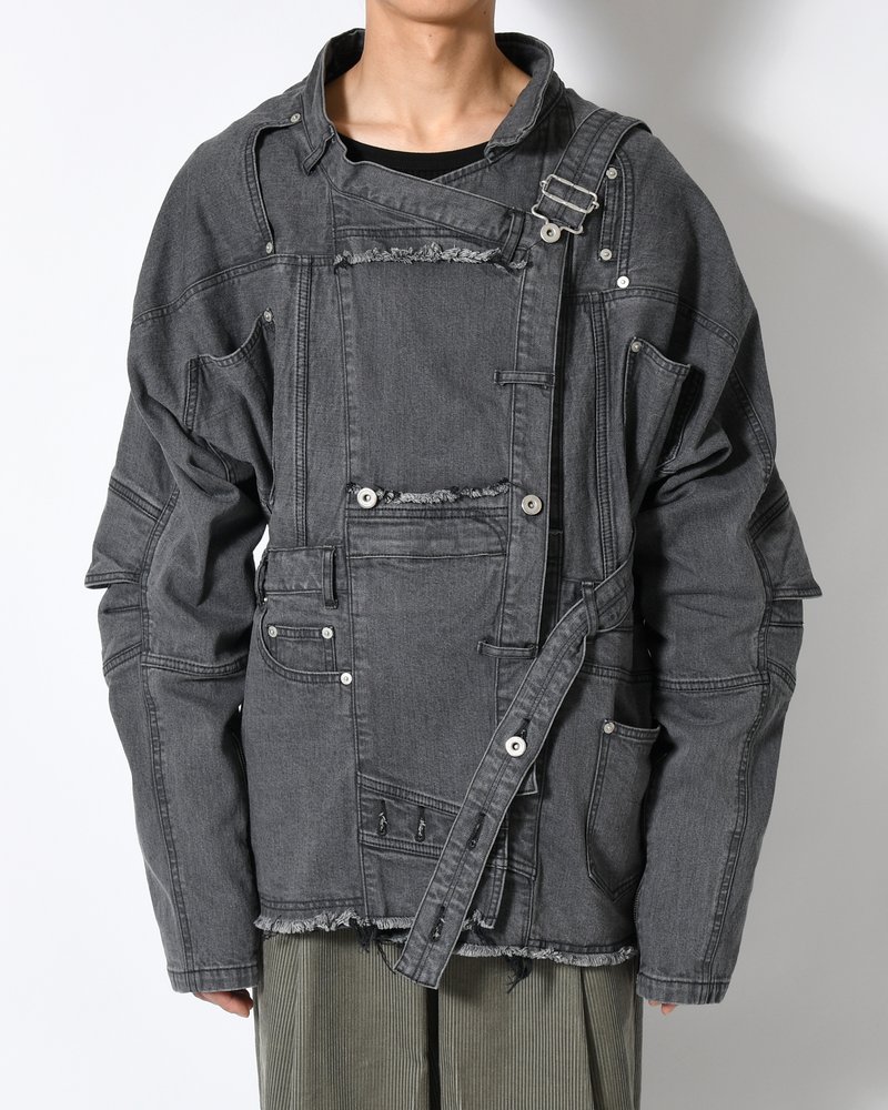 PUZZLE DENIM JACKET -BLACK FADE-