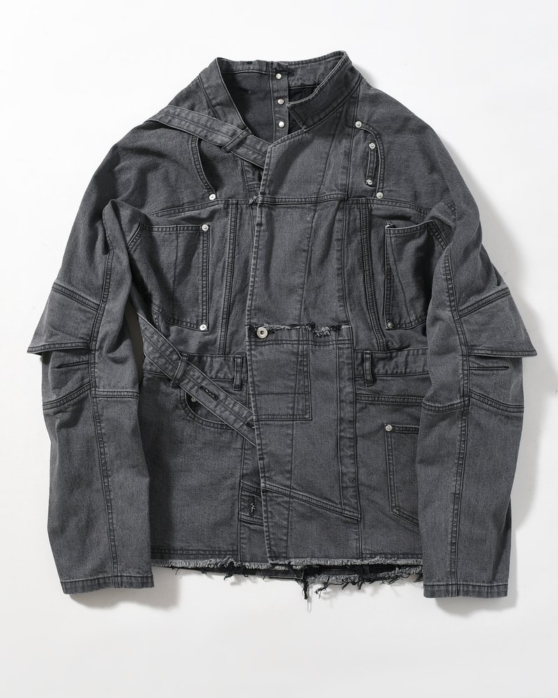 PUZZLE DENIM JACKET -BLACK FADE-