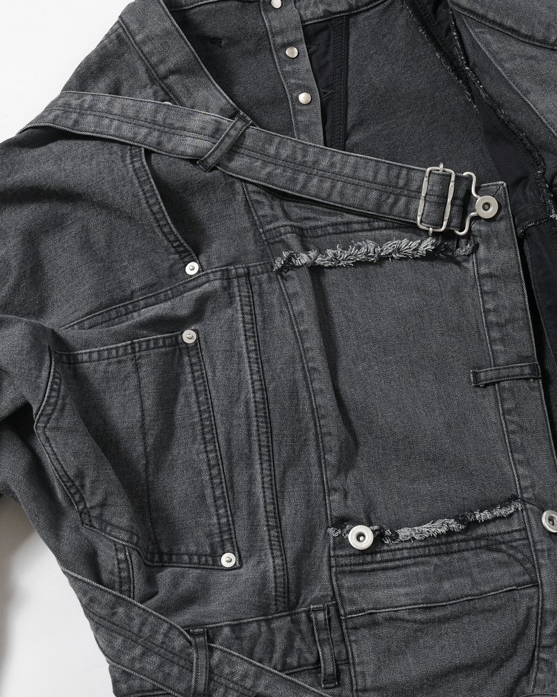 PUZZLE DENIM JACKET -BLACK FADE-