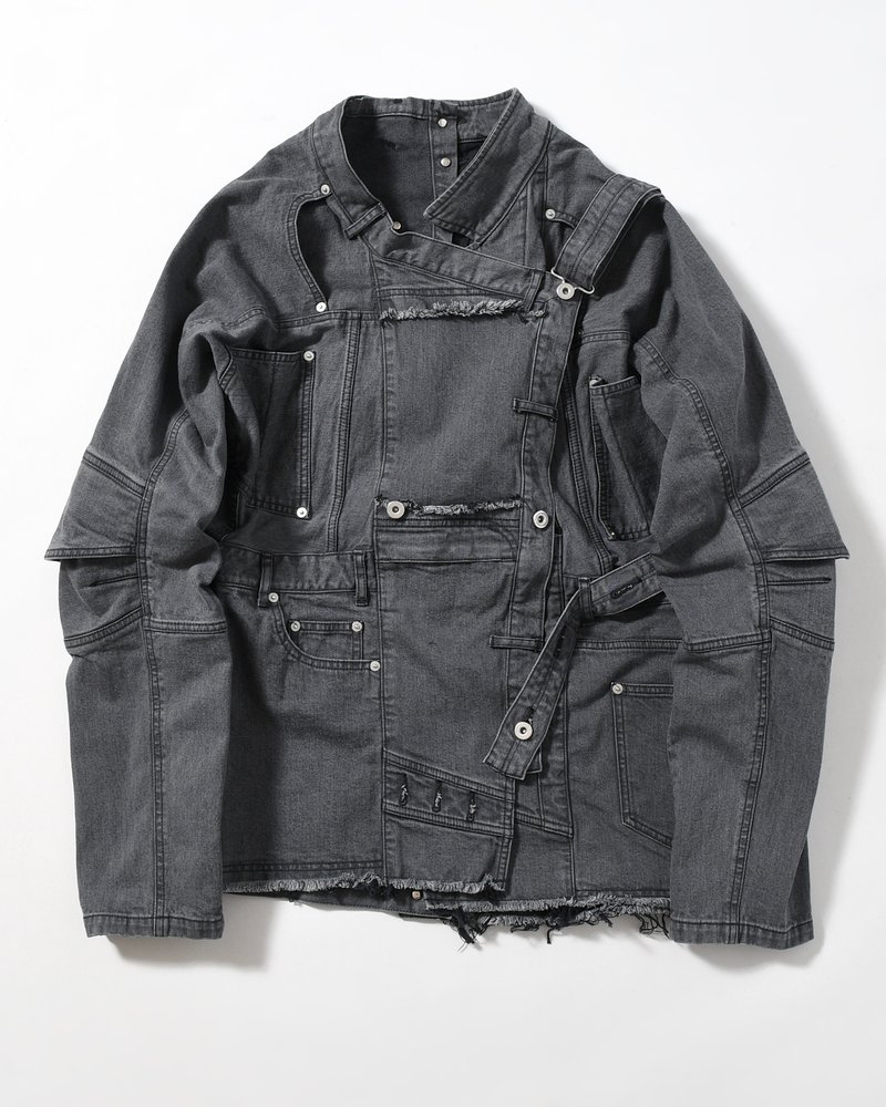 PUZZLE DENIM JACKET -BLACK FADE-