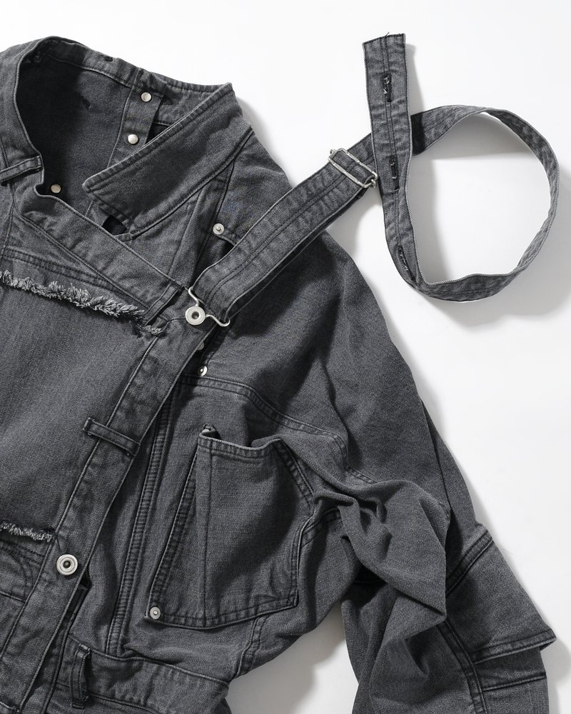 PUZZLE DENIM JACKET -BLACK FADE-