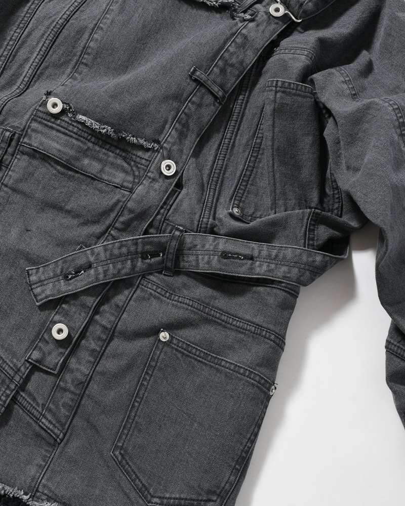 PUZZLE DENIM JACKET -BLACK FADE-