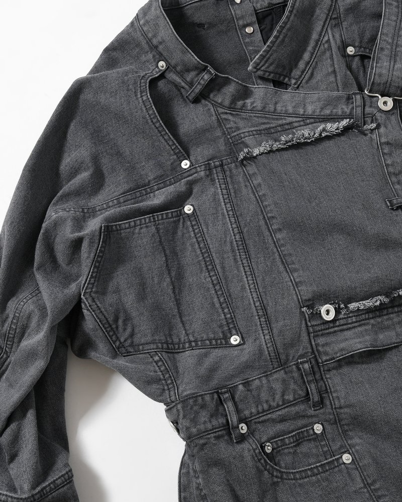 PUZZLE DENIM JACKET -BLACK FADE-