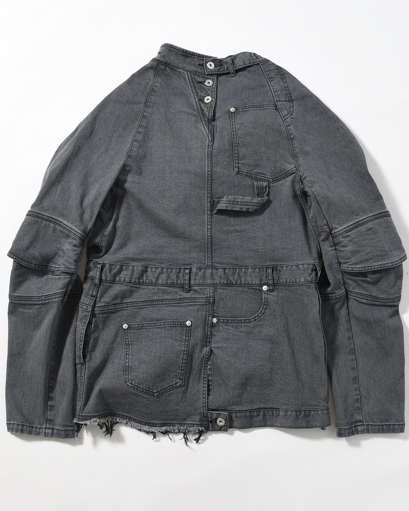 PUZZLE DENIM JACKET -BLACK FADE-