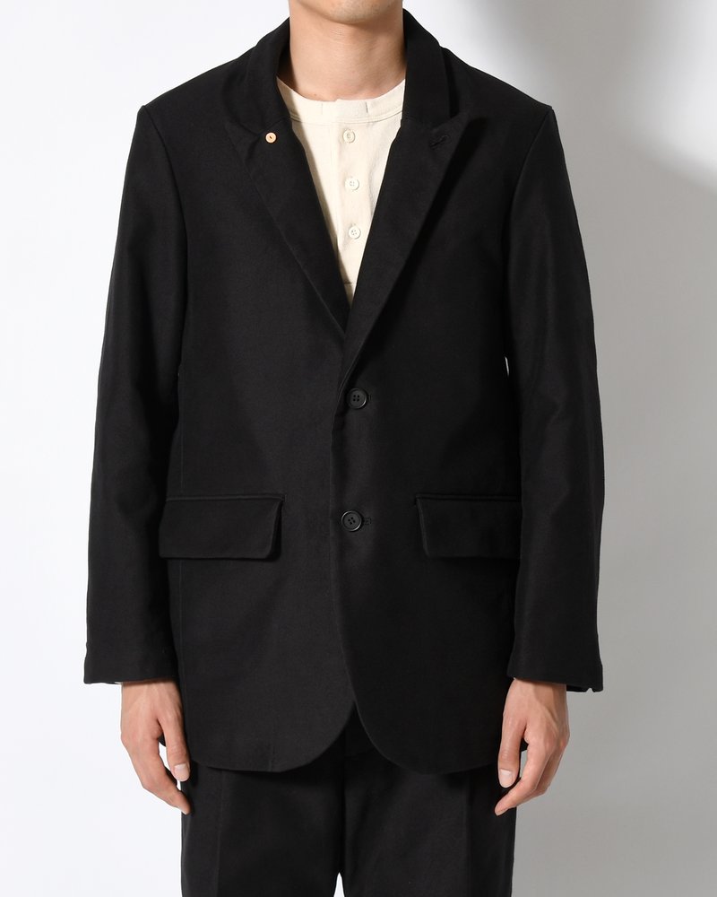 MOLE SKIN TAILORED JACKET -BLACK-