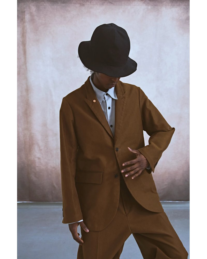 MOLE SKIN TAILORED JACKET -BLACK-