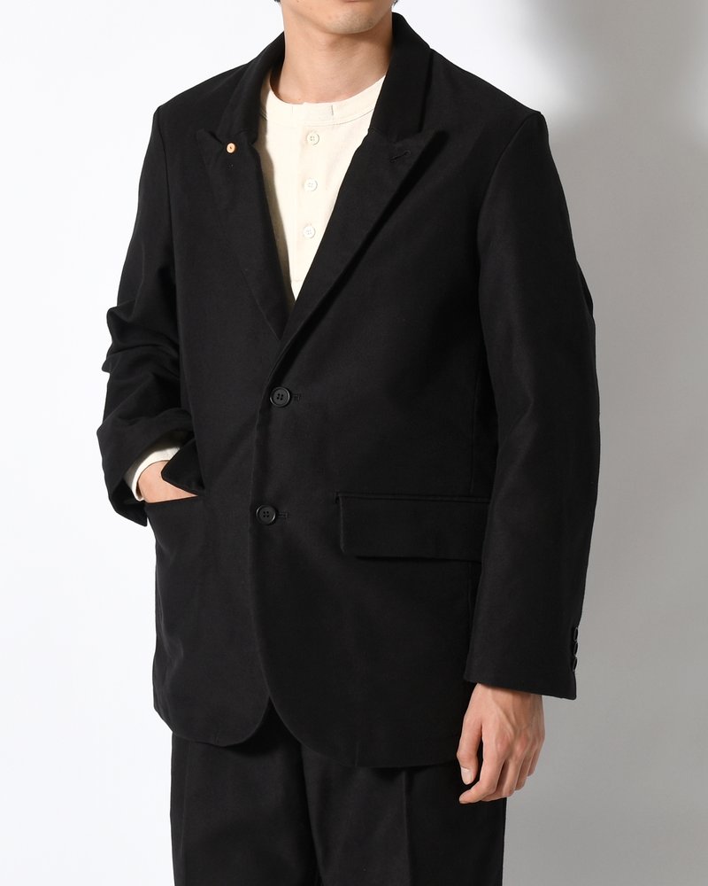 MOLE SKIN TAILORED JACKET -BLACK-