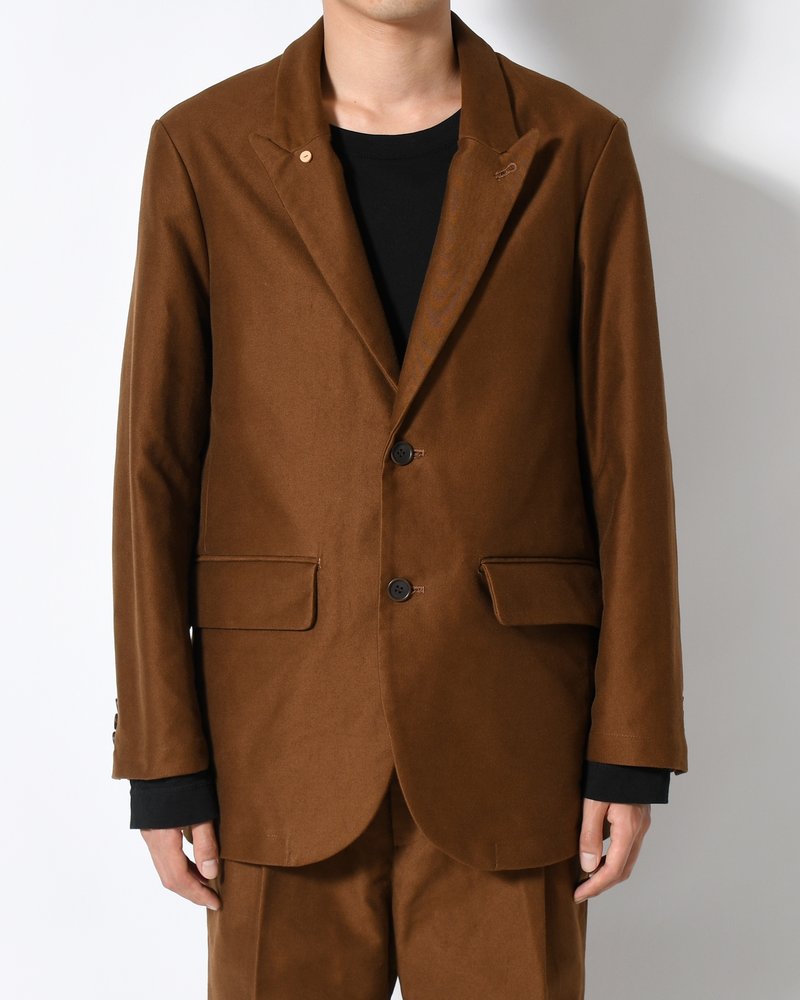 MOLE SKIN TAILORED JACKET -BROWN-