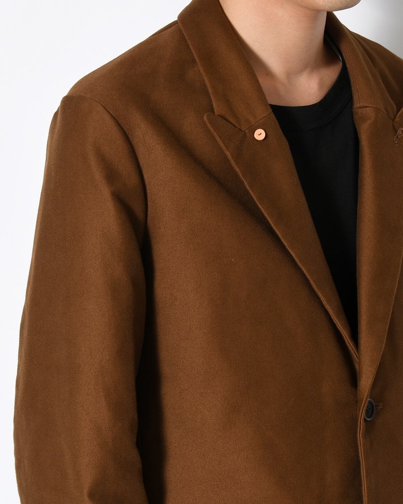 MOLE SKIN TAILORED JACKET -BROWN-