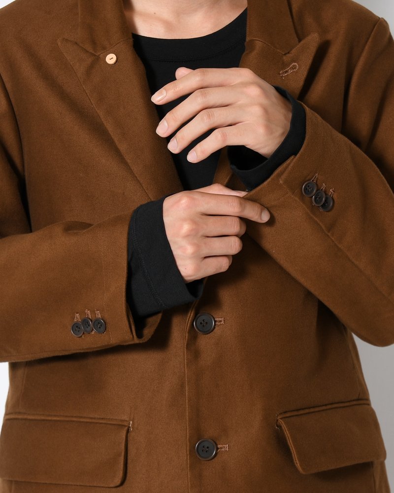 MOLE SKIN TAILORED JACKET -BROWN-