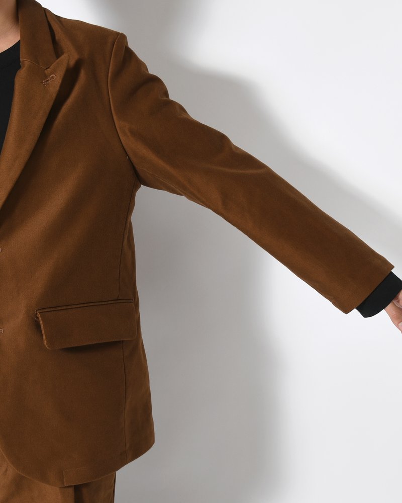 MOLE SKIN TAILORED JACKET -BROWN-