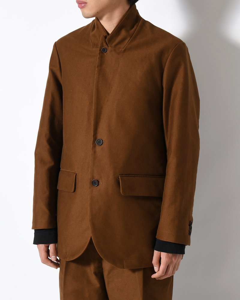 MOLE SKIN TAILORED JACKET -BROWN-