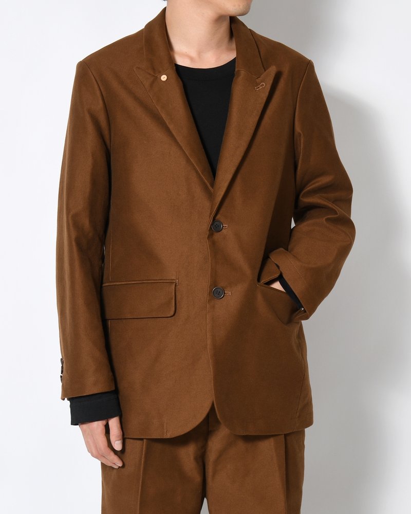 MOLE SKIN TAILORED JACKET -BROWN-