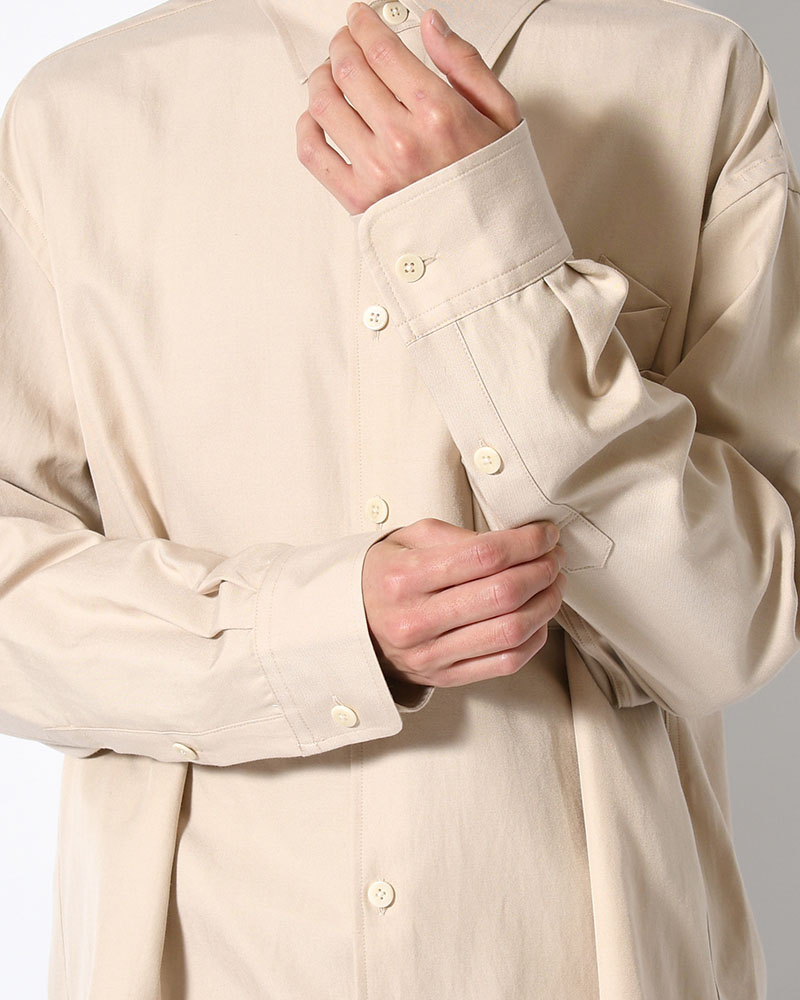 ORIGAMI POCKET SHIRT (LONG SLEEVE) -BEIGE-
