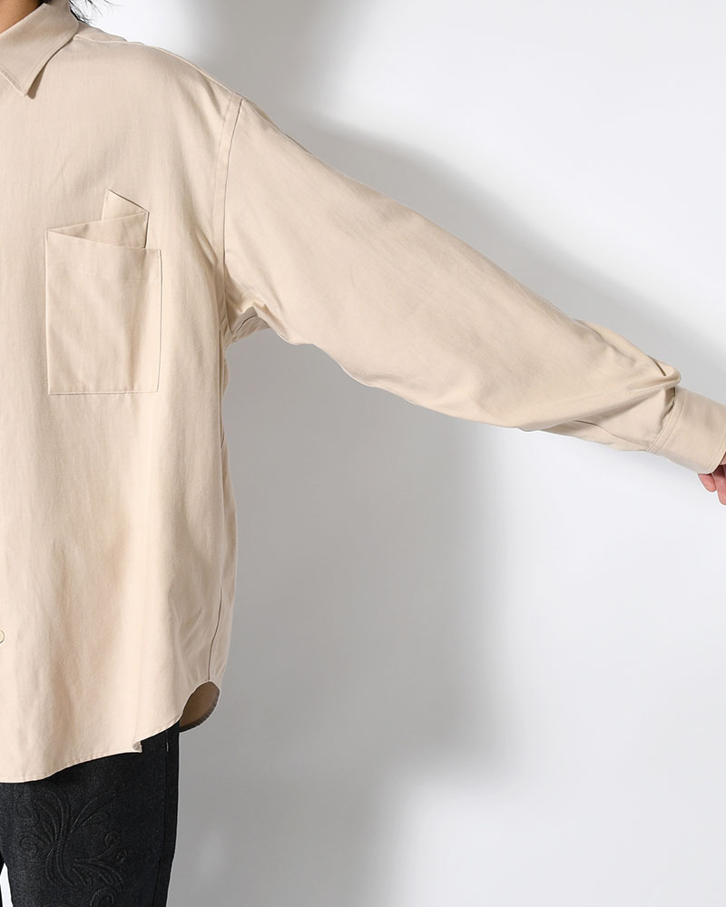 ORIGAMI POCKET SHIRT (LONG SLEEVE) -BEIGE-