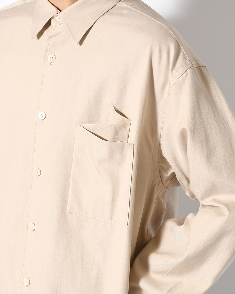 ORIGAMI POCKET SHIRT (LONG SLEEVE) -BEIGE-