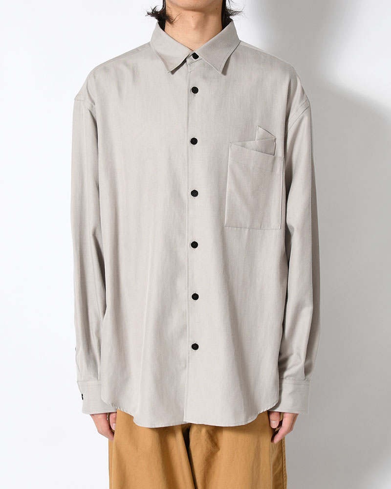 ORIGAMI POCKET SHIRT (LONG SLEEVE) -LIGHT GRAY-