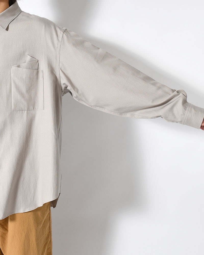 ORIGAMI POCKET SHIRT (LONG SLEEVE) -LIGHT GRAY-