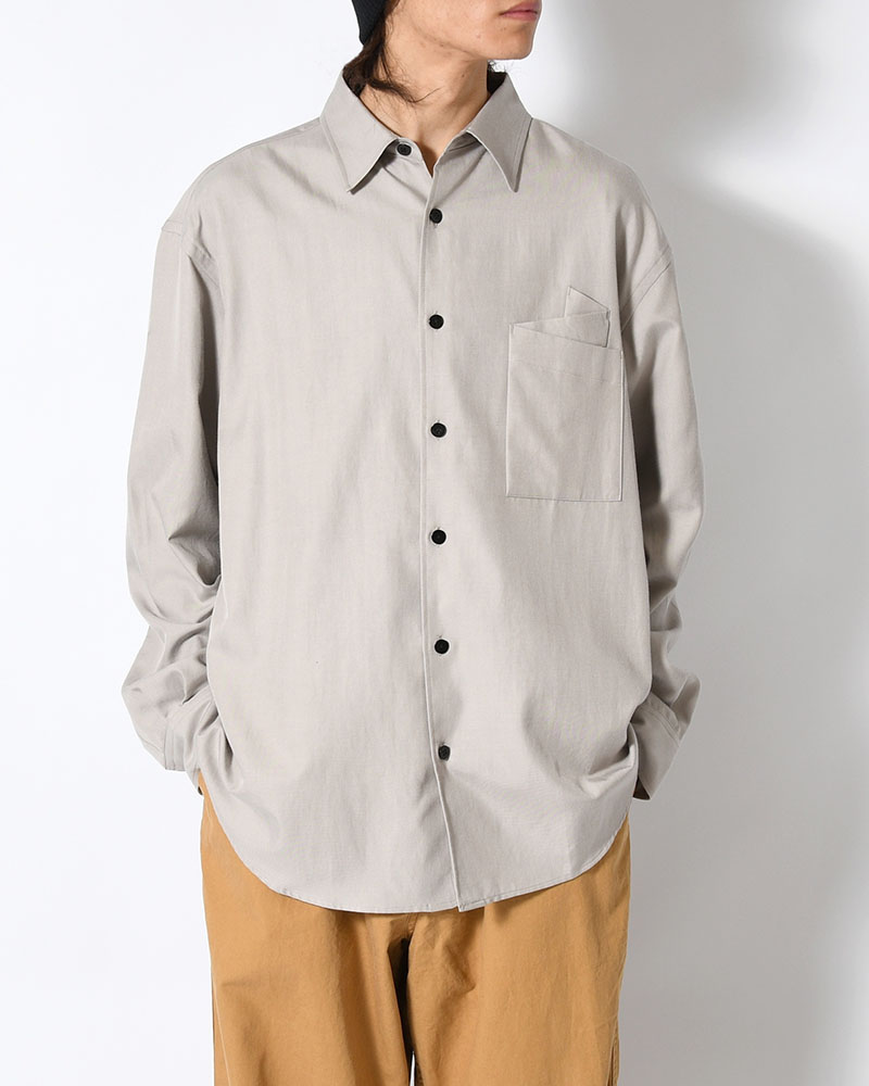 ORIGAMI POCKET SHIRT (LONG SLEEVE) -LIGHT GRAY-