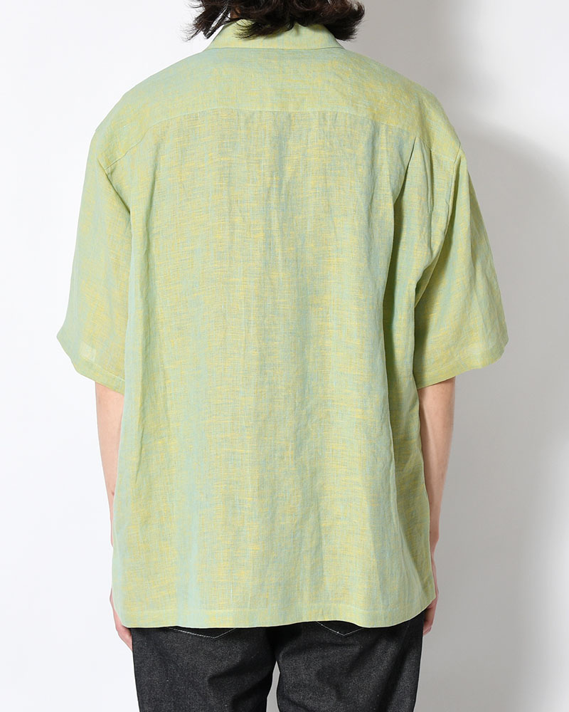 HEMP CHAMBRAY OPEN COLLAR SHIRT -MONET GREEN-