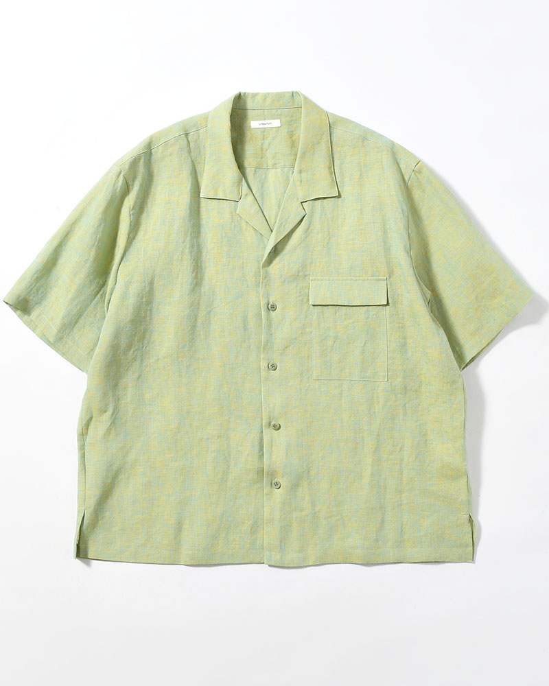 HEMP CHAMBRAY OPEN COLLAR SHIRT -MONET GREEN-