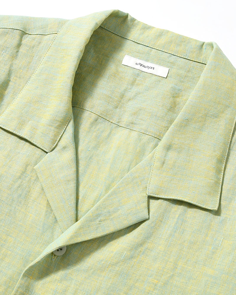 HEMP CHAMBRAY OPEN COLLAR SHIRT -MONET GREEN-