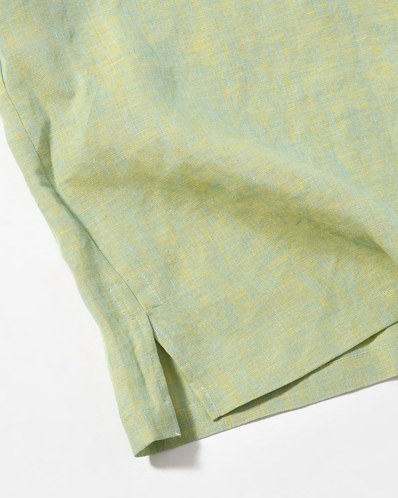 HEMP CHAMBRAY OPEN COLLAR SHIRT -MONET GREEN-