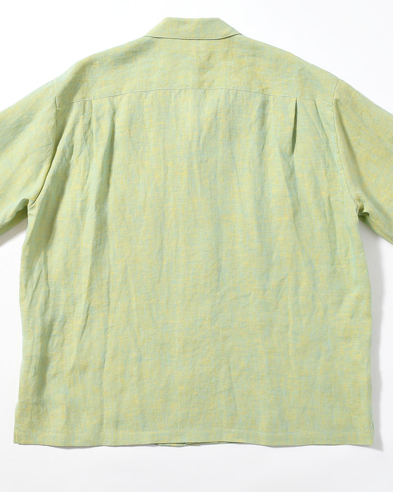 HEMP CHAMBRAY OPEN COLLAR SHIRT -MONET GREEN-