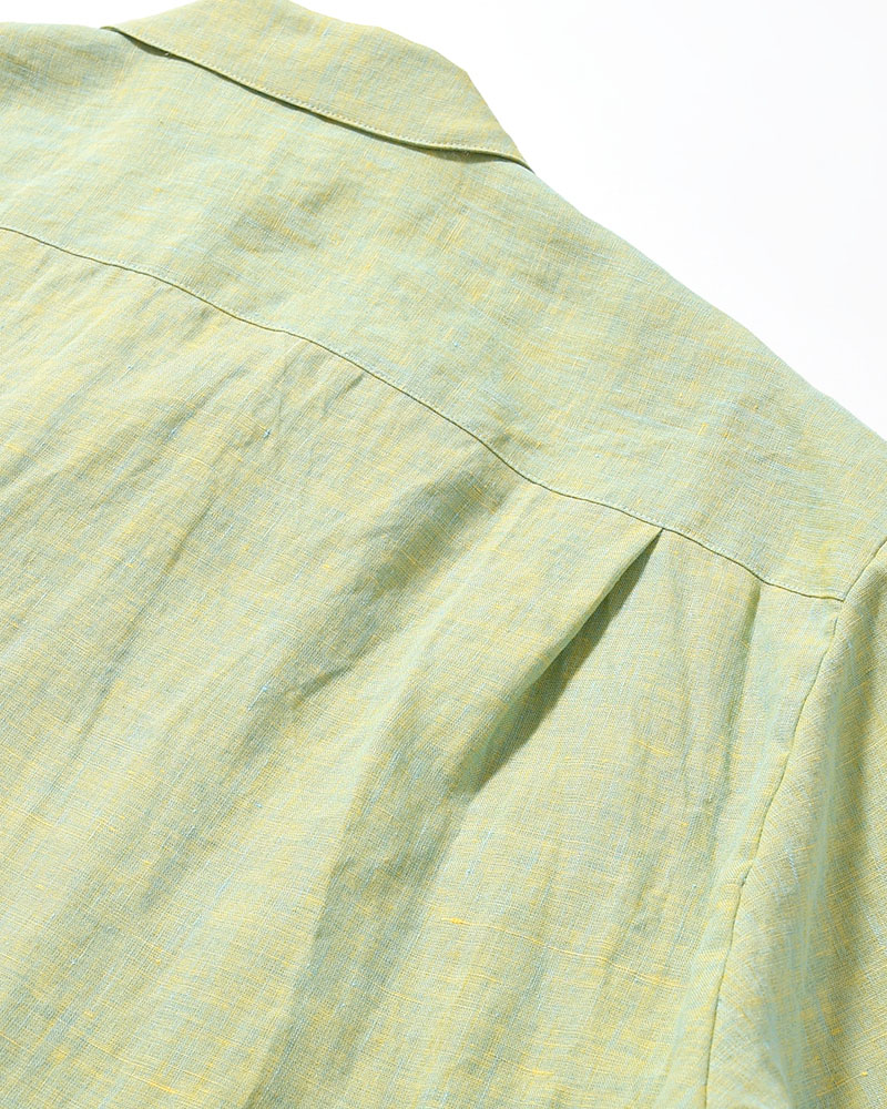 HEMP CHAMBRAY OPEN COLLAR SHIRT -MONET GREEN-