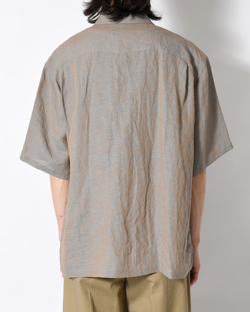 HEMP CHAMBRAY OPEN COLLAR SHIRT -MUNCH GRAY-