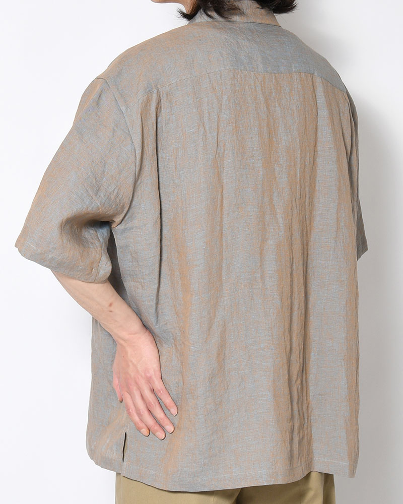 HEMP CHAMBRAY OPEN COLLAR SHIRT -MUNCH GRAY-