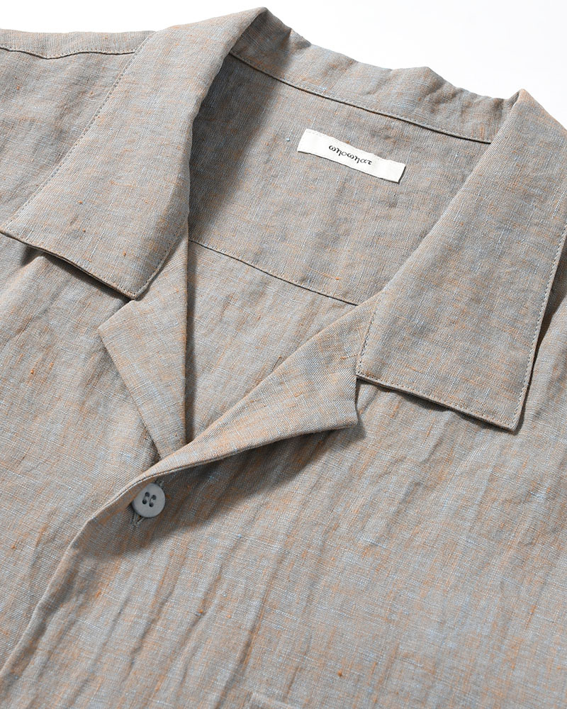 HEMP CHAMBRAY OPEN COLLAR SHIRT -MUNCH GRAY-