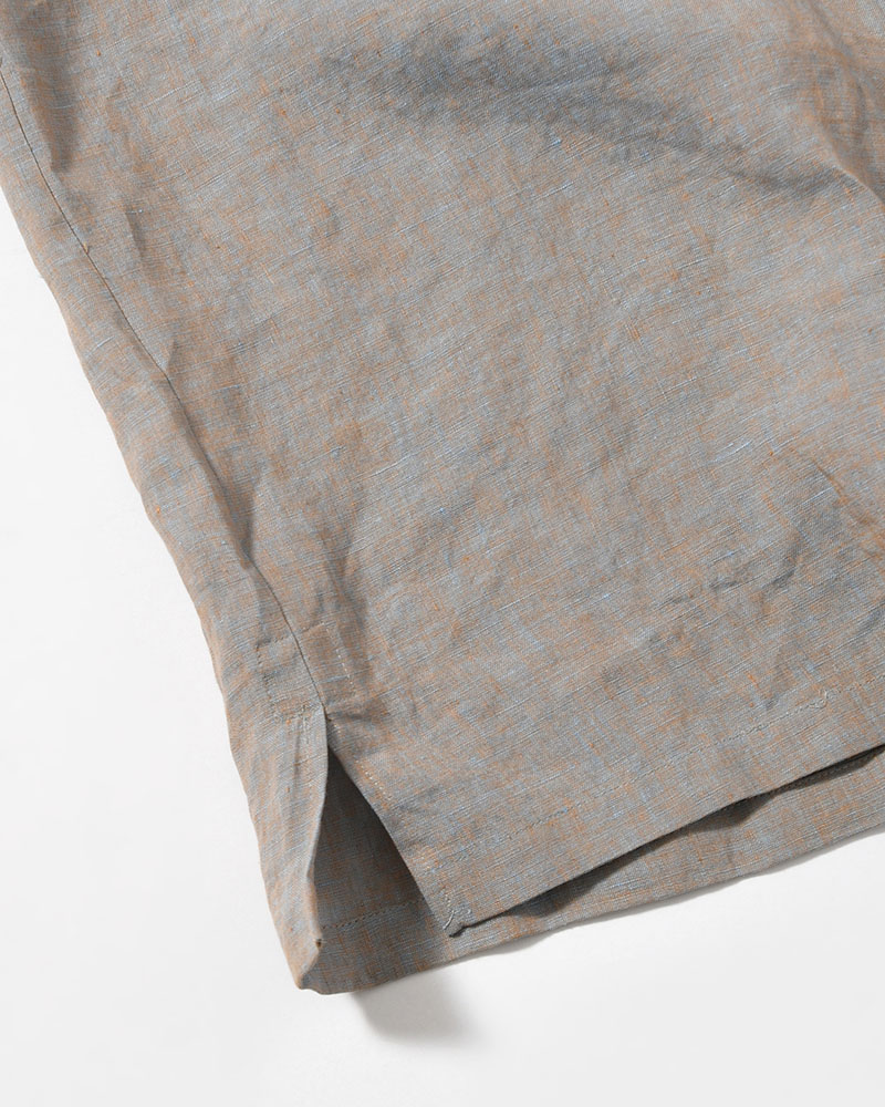 HEMP CHAMBRAY OPEN COLLAR SHIRT -MUNCH GRAY-
