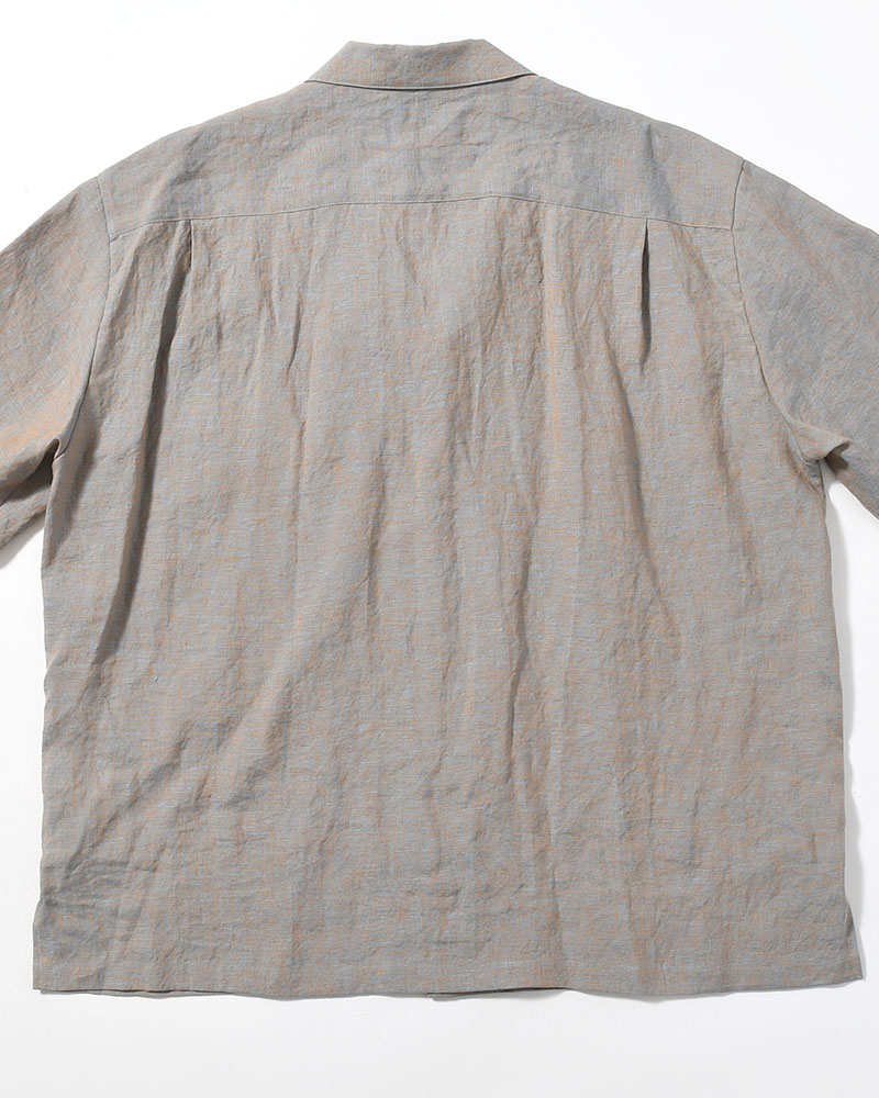 HEMP CHAMBRAY OPEN COLLAR SHIRT -MUNCH GRAY-