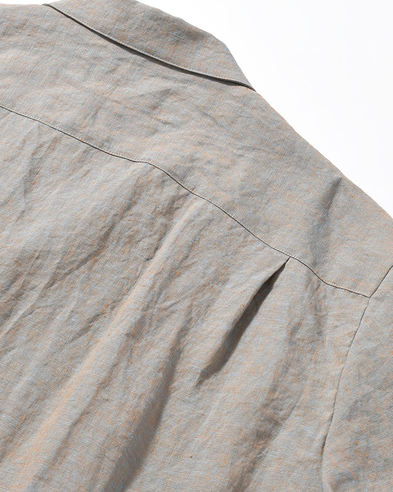 HEMP CHAMBRAY OPEN COLLAR SHIRT -MUNCH GRAY-