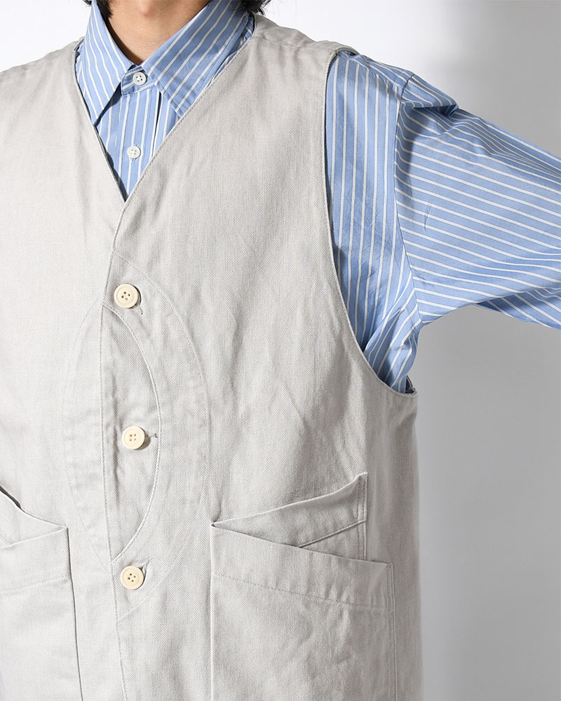12oz DENIM VEST -LIGHT GRAY-