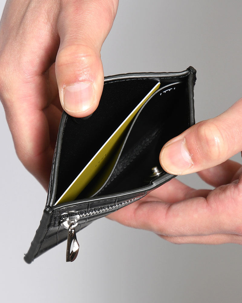 CRISTY SMART CARD WLT / CROCO 25Q3 -BLACK-