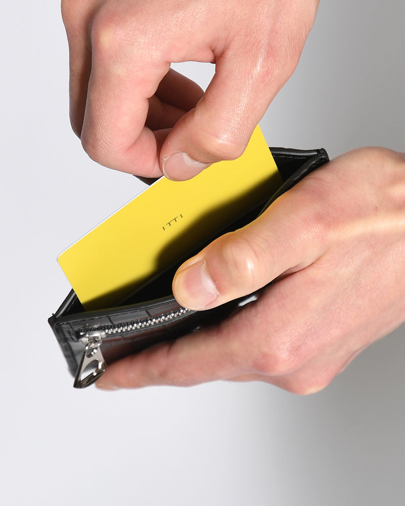 CRISTY SMART CARD WLT / CROCO 25Q3 -BLACK-