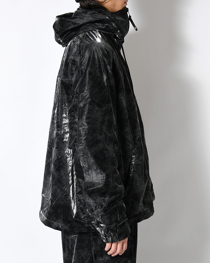 MARBLE NYLON WINDBREAKER -BLACK-