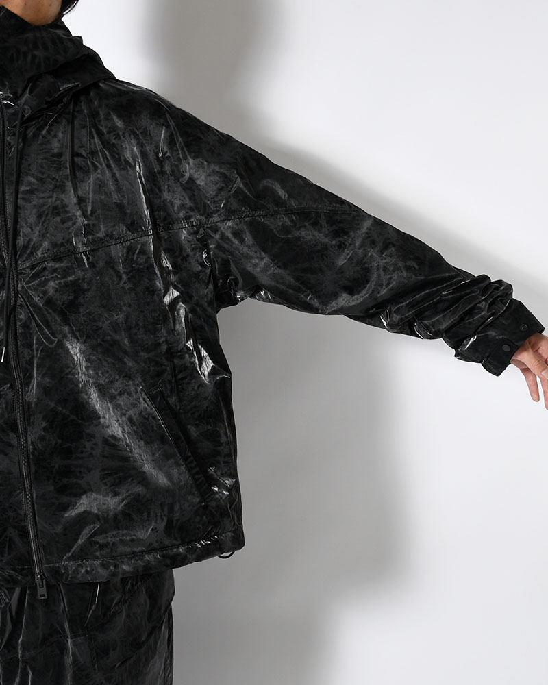 MARBLE NYLON WINDBREAKER -BLACK-