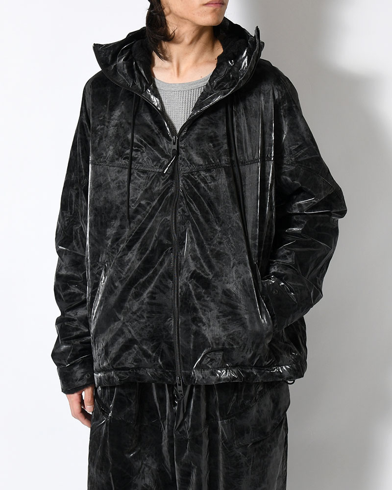 MARBLE NYLON WINDBREAKER -BLACK-